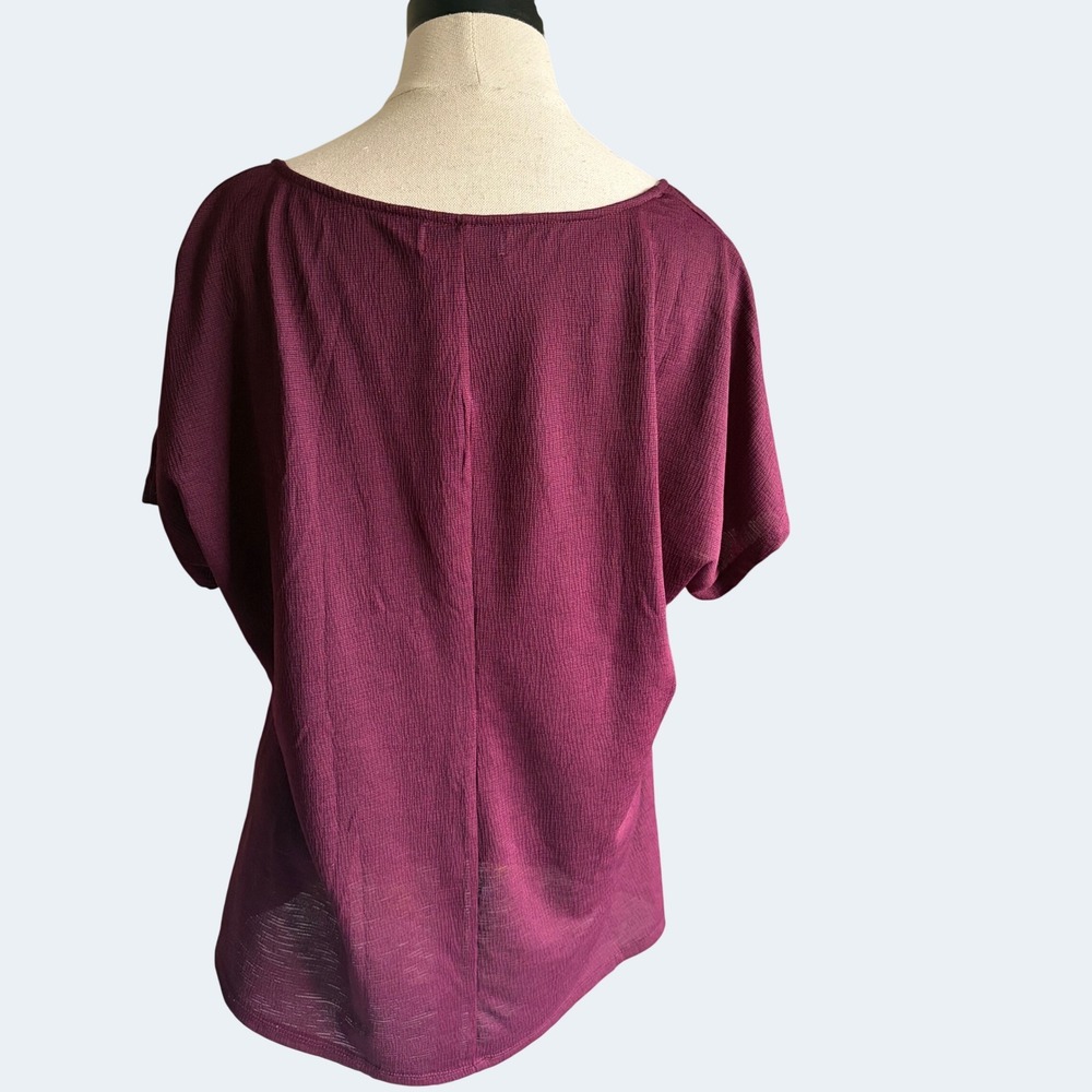 NAÏF Burgundy Square Neck Button Detail Top XL Cottagecore Minimalist Blouse - Picture 2 of 6